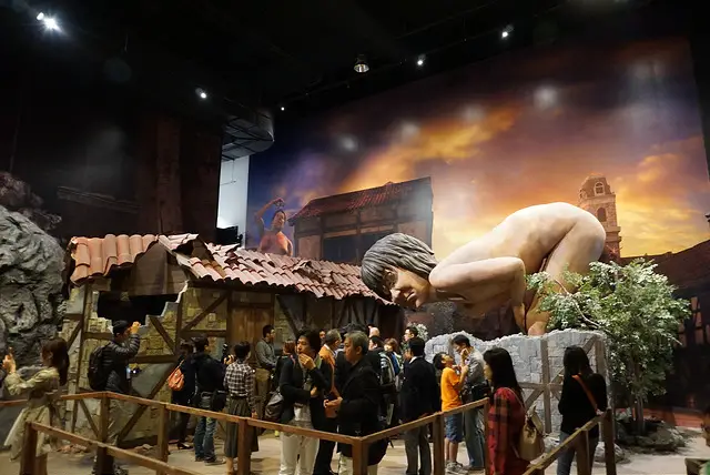 japan attack on titan statue